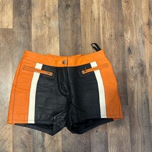 Orange and Black Women's Shorts